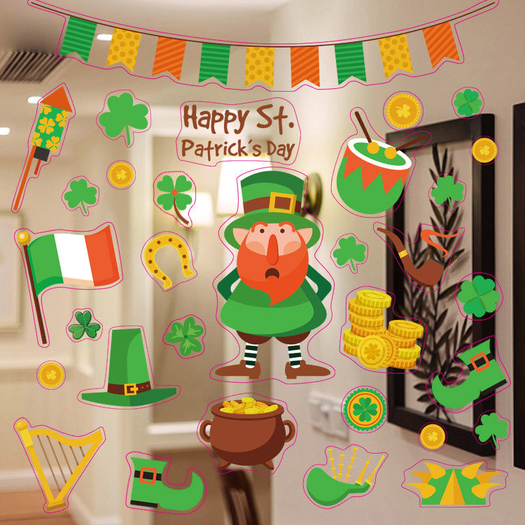 Cross-border Irish Window Sticker St. Patrick's Day Window Sticker Clover Glass Sticker