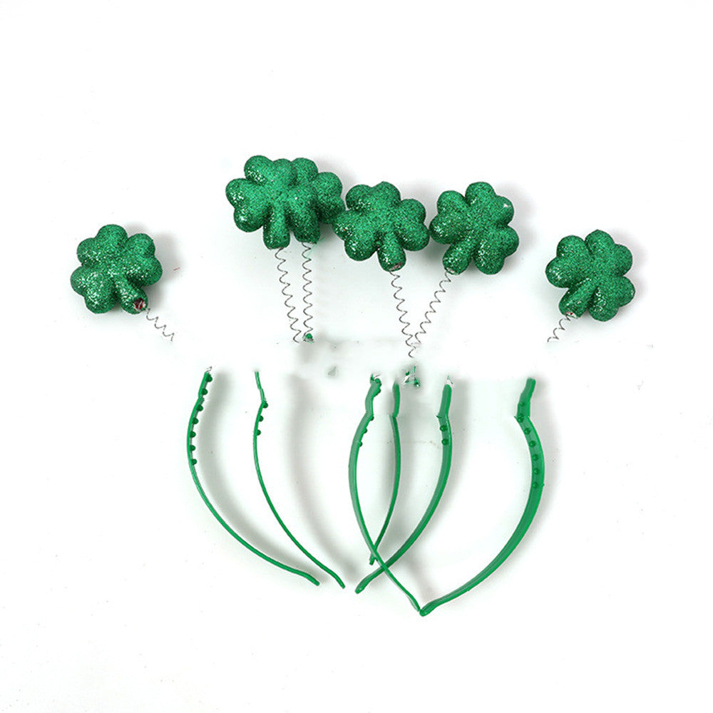 Irish Section Head Buckle Green Shamrock Bow Foam Headband