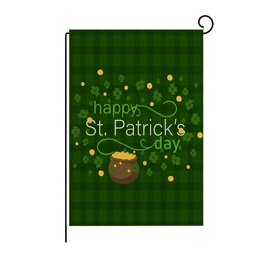 Green Four-leaf Clover Print St Patrick's Day Garden Flag