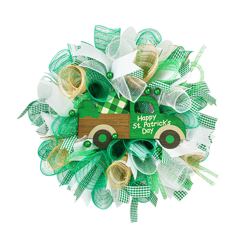 Shamrock Ribbon Wreath Irish Festival Pendant Ornament
