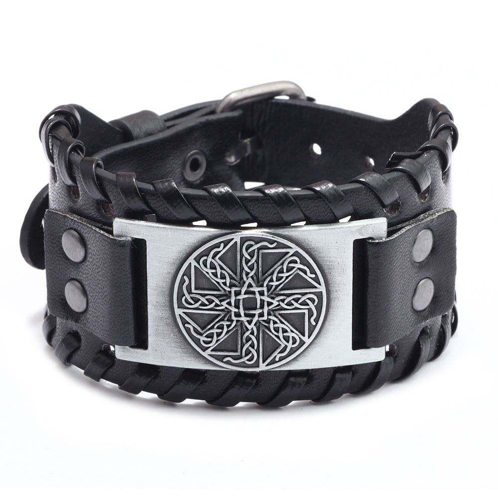 Chino New Irish Knot Amulet Leather Bracelet Russia Cross-border Jewelry Pagan Bracelet Wholesale