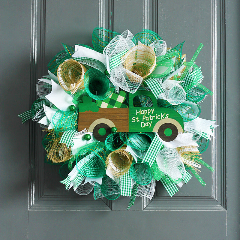 Shamrock Irish Festival Ribbon Ribbon Wreath Pendant Ornament