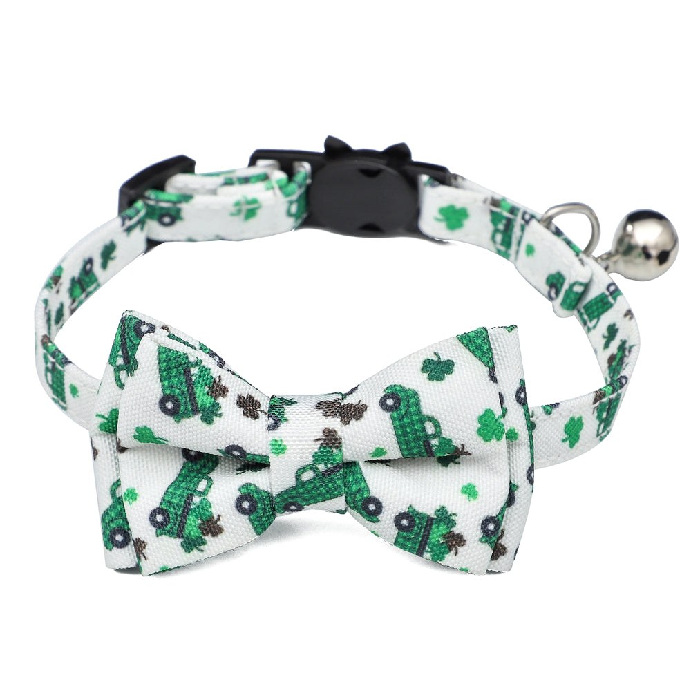 Irish Festival Plaid Bow Cat Collar