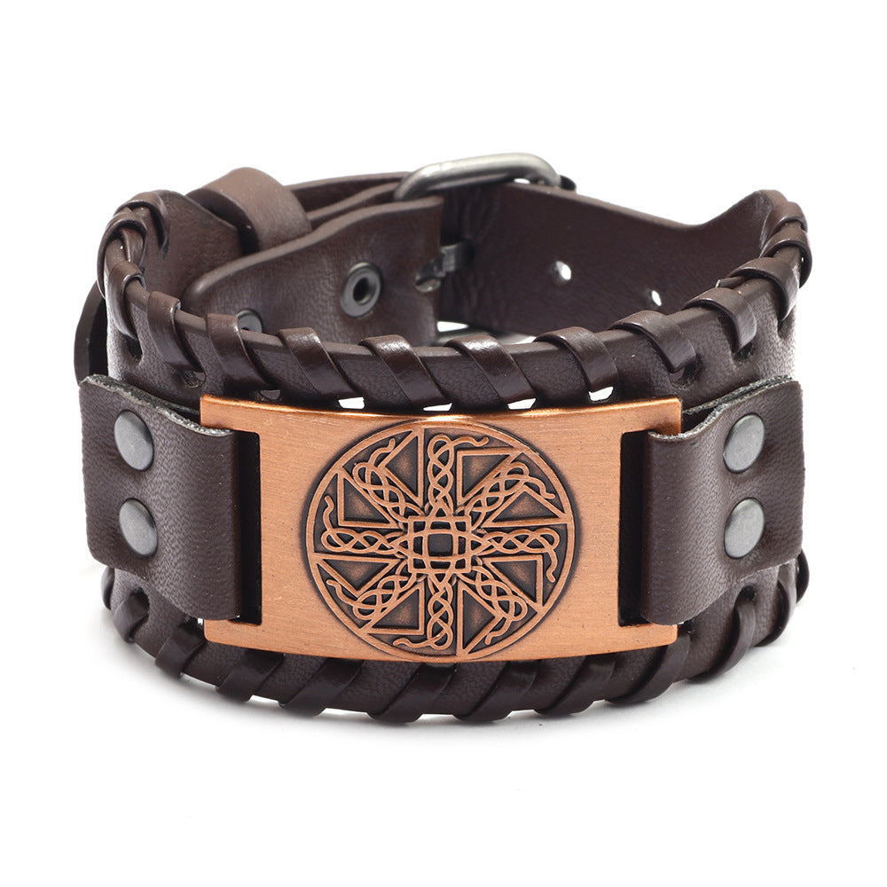Chino New Irish Knot Amulet Leather Bracelet Russia Cross-border Jewelry Pagan Bracelet Wholesale