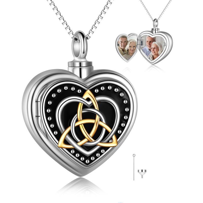 Celtic Necklace Sterling Silver Irish Celtics Cremation Urn for Human Ashes Photo Picture Locket Memory Pendant necklace Jewelry Gifts