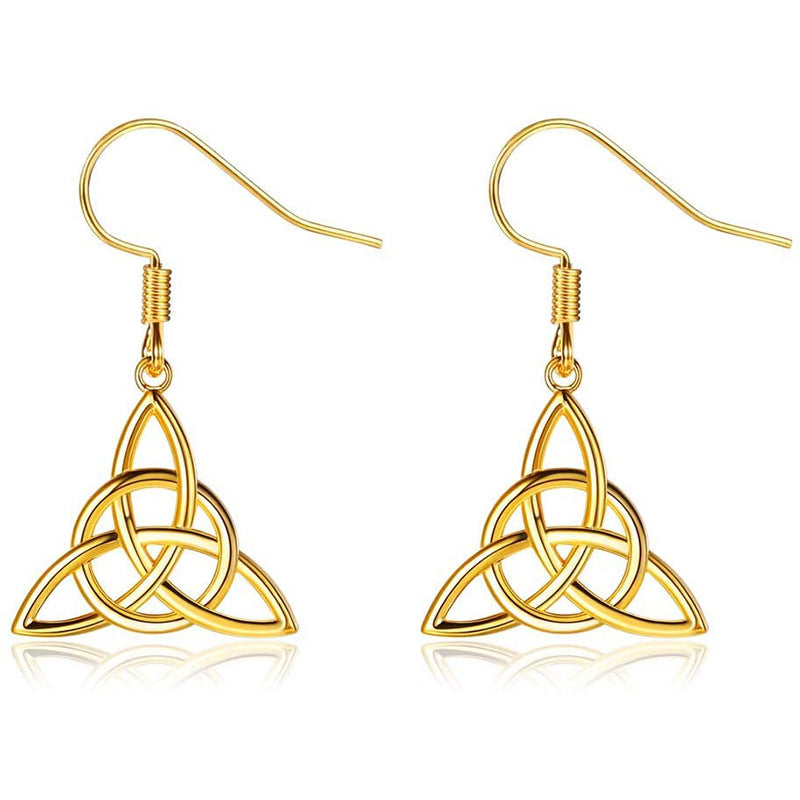 Silver Triangle Earrings Celtic Knot Glossy