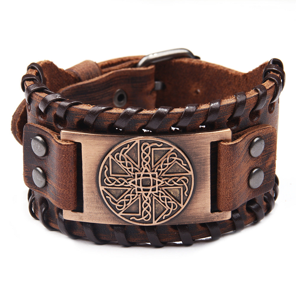 Chino New Irish Knot Amulet Leather Bracelet Russia Cross-border Jewelry Pagan Bracelet Wholesale