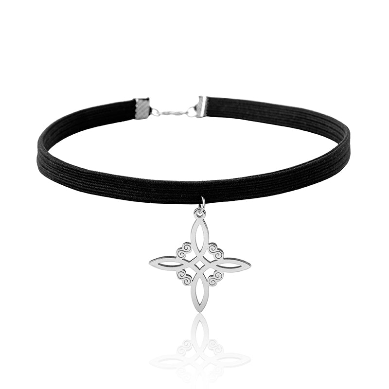 Stainless Steel Celtic Knot Charm Choker Necklace