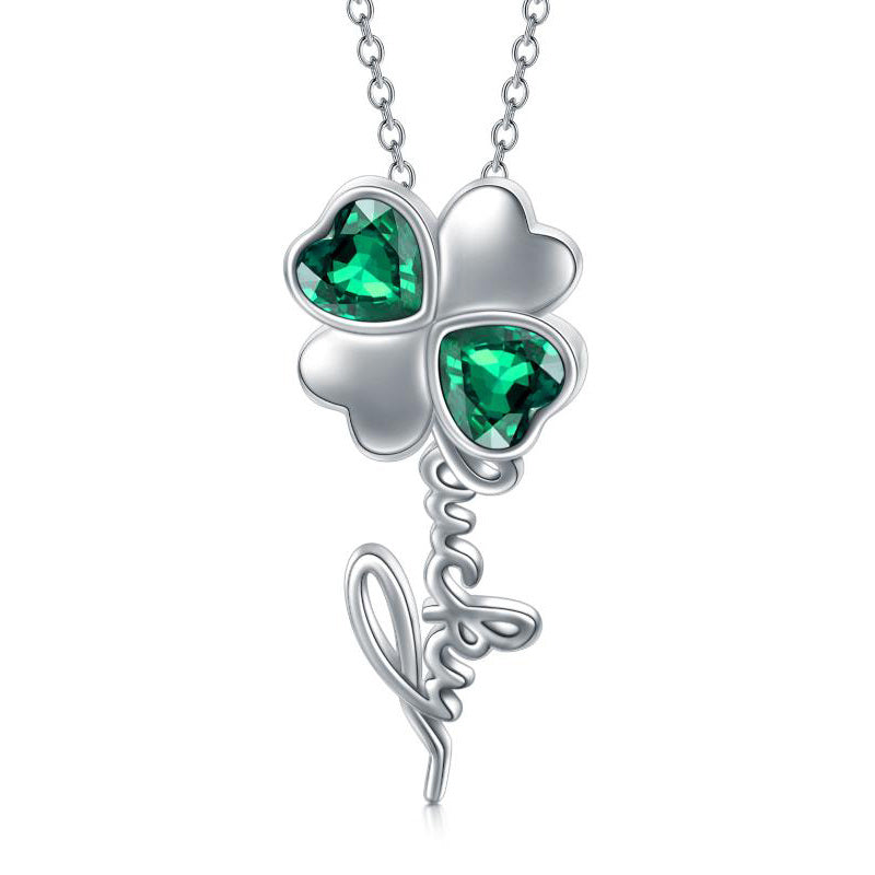 Four Leaf Necklace Sterling Silver Four Leaf Clover Shamrock Lucky Pendant Jewelry