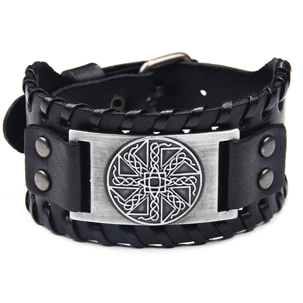 Chino New Irish Knot Amulet Leather Bracelet Russia Cross-border Jewelry Pagan Bracelet Wholesale