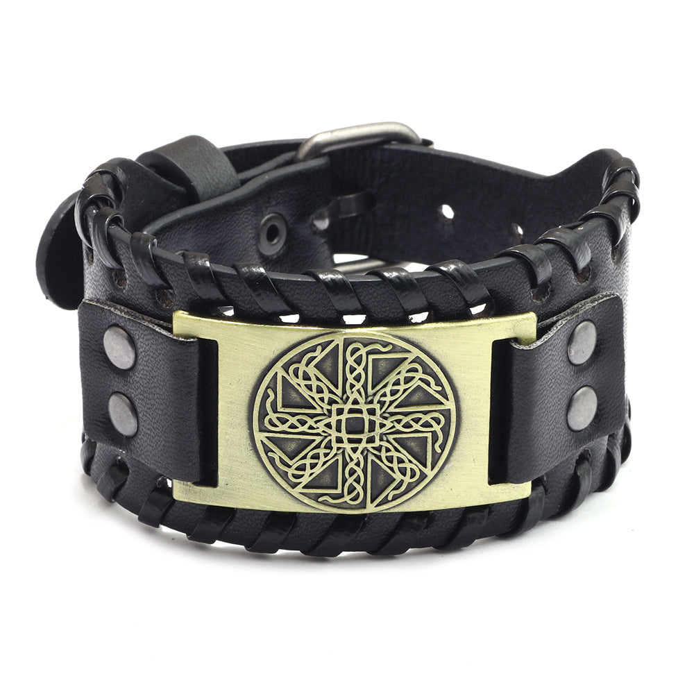 Chino New Irish Knot Amulet Leather Bracelet Russia Cross-border Jewelry Pagan Bracelet Wholesale