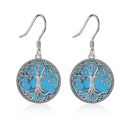 Sterling Silver Celtic Knot Tree of Life Abalone Shell Dangle Drop Earrings