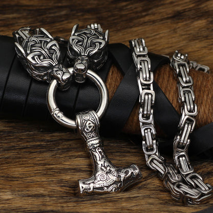 Vintage Men's Necklace Irish Wolf Head