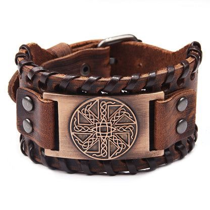 Chino New Irish Knot Amulet Leather Bracelet Russia Cross-border Jewelry Pagan Bracelet Wholesale