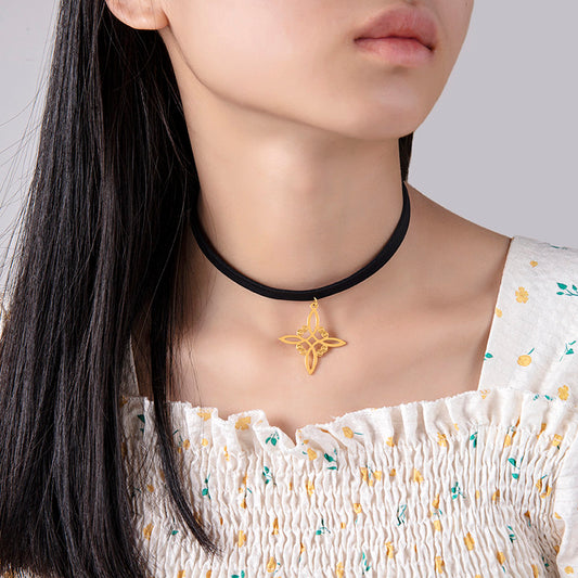 Stainless Steel Celtic Knot Charm Choker Necklace