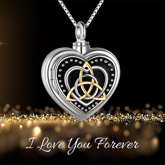 Celtic Necklace Sterling Silver Irish Celtics Cremation Urn for Human Ashes Photo Picture Locket Memory Pendant necklace Jewelry Gifts