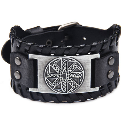 Chino New Irish Knot Amulet Leather Bracelet Russia Cross-border Jewelry Pagan Bracelet Wholesale
